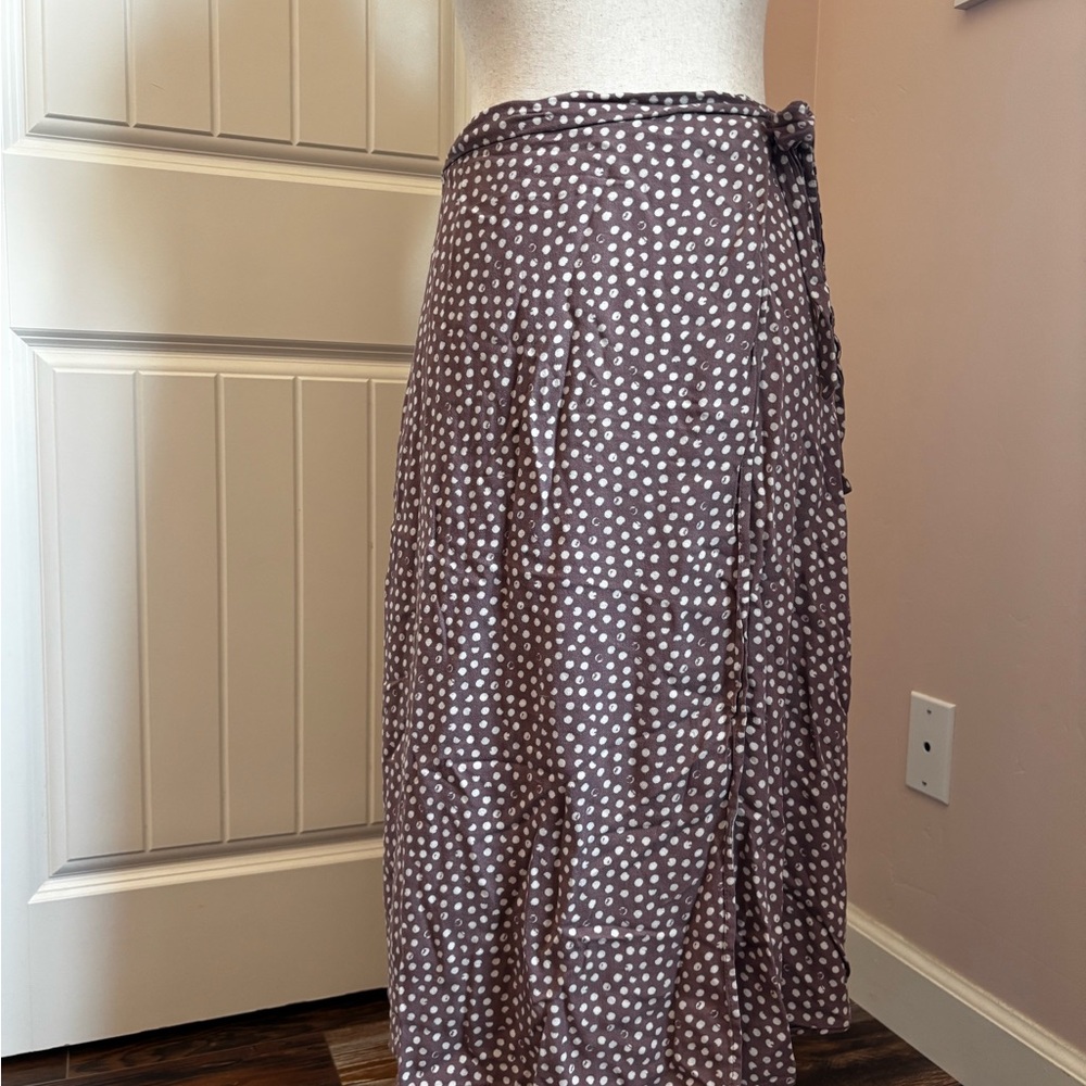 URBAN Romantics Brown Polka Dot Wrap Skirt